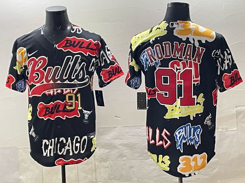 Men Chicago Bulls Nike #91 Rodman black NBA 2025 Jersey style 02->chicago bulls->NBA Jersey